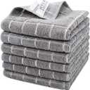 HYER KITCHEN Microfiber Kitchen Rags, Cleaning Cloth for Dishes, All-Purpose - Absorbent and Lint Free Household Dish Rags with Scrub Side, 6 Pack Size 12” X 12”