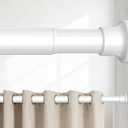 Tension Rods 48 to 84 Inch, 1" Heavy Duty Adjustable Spring Tension Curtain Rod - Non-Slip No Drill Shower Curtain Rod for Bathroom, Window, Closet & Doorway, White