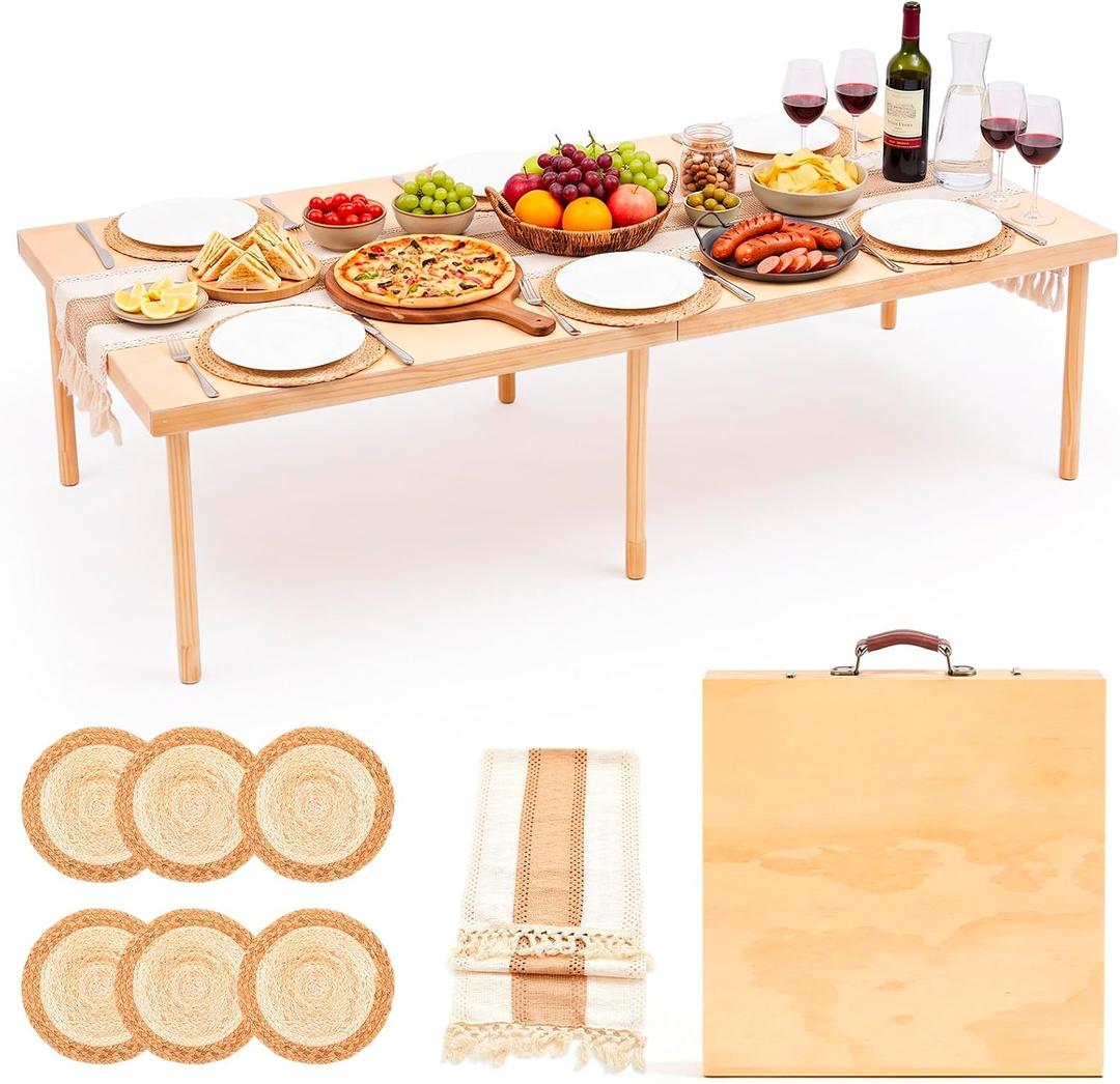 Novabright 60" X 30" Folding Picnic Table, Wood Color
