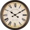 Bernhard Products Large Decorative Wall Clock 20 Inch Silent Non Ticking Battery Operated Quartz Vintage Stylish with Rustic Dark Brown Rim for Home Living/Dining Room Kitchen & Over Fireplace
