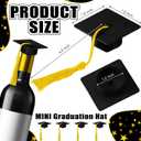 Qunclay 30 Pieces Mini Graduation Cap Black Hats with Gold Tassels Plastic Grad Cake Pops Cover Toppers for Graduation Party Decorations
