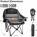 Oversized Camping Chair, Portable Folding Padded Camp Chairs with Side Pocket, Cup Holder, Heavy Duty Support 500LBS Outdoor Lounge Chair for Adults, Fishing, Sports, Trip, Black, 1pcs