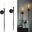 Tim&Lin Wall Sconce Candlestick Holder Set of 2, Large Black Scepter Gothic Design Metal Wall Candle Holder, Home Wall Decoration for Living Room, Bathroom, Dining Room