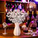 Knitgrip 20 Pcs Disco Party Decorations Silver Glitter Mini Disco Balls Flower Picks Floral Arrangement Mirror Balls Ornaments Sticks Bulk 14 Inch Sticks Planter Vases Glitter Stems for Wedding