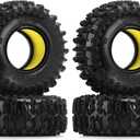 INJORA 1.3 Silicone Rubber Inserts and Cling On Tires for SCX24 TRX4M AX24 1/18 1/24 Micro Crawler Upgrade(Yellow)