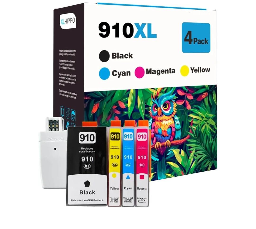 910XL Ink Cartridges for HP Printers OfficeJet 8010 8015 8018 8022 OfficeJet Pro 8025 8028 8035 8020 Series Replacement for HP 910 HP910XL Ink Cartridges| 910 XL Cartridges 4 Pack + Upgrade Device