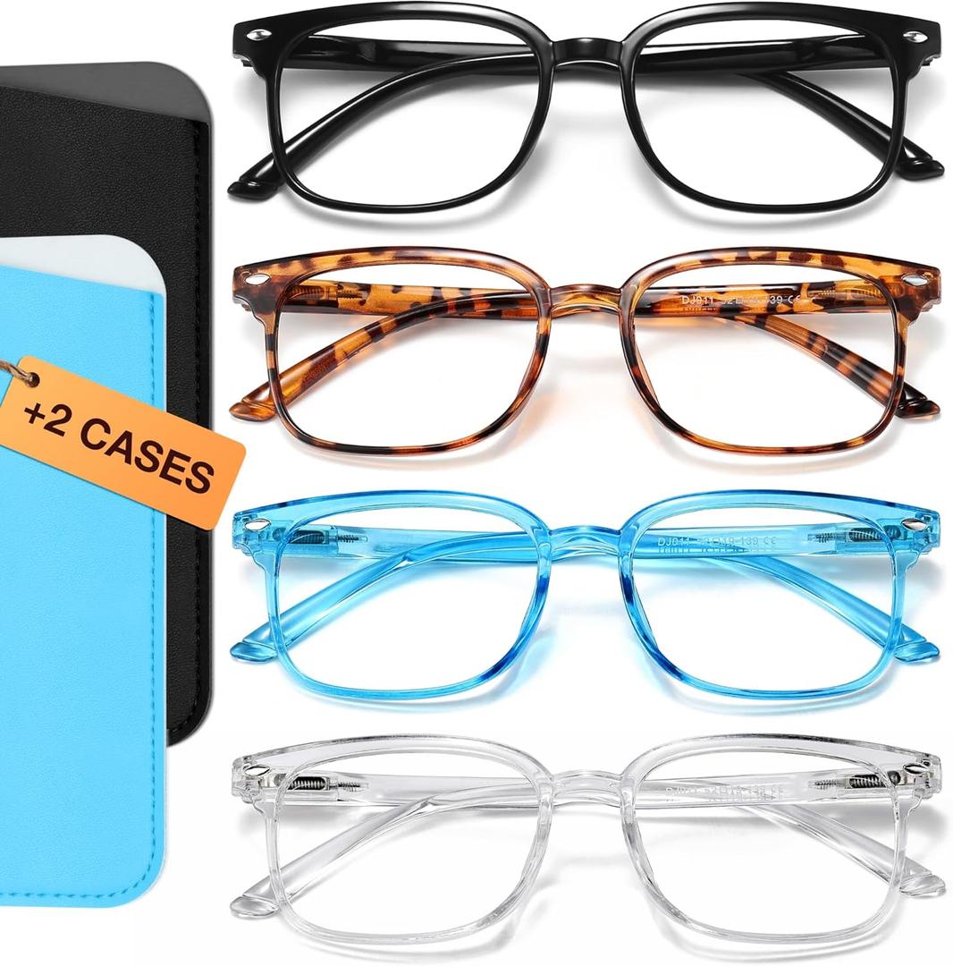 NOVIVON Reading Glasses for Women, Reading glasses men, Blue Light Blocking Readers, Computer eye glasses, Cheaters (Black+leo+clear+blue)
