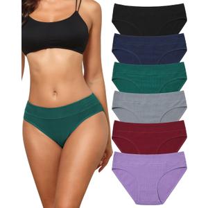 Oegho 6 Pack Cotton Hipster Underwear For Women Plus Size Soft Strench Breathable (Multicolor-6 Pc)