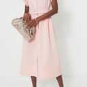 Womens Turn Down Collar Shirt Dress Short Wing Sleeve Button Down Dress Trench Coat Formal Elegant Dress With Belt(Pink-M) (Pink, M)