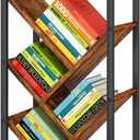 IBUYKE 5 Tier Tree Bookshelf, Small Desktop Bookshelf with Storage Organizer, for Books/CDs/Movies, Desk Display Bookcase for Bedroom Living Room, Rustic Brown, TBC003H