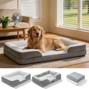 Orthopedic Extra Large Dog Bed with 2 Pack Removable Washable Covers - Soft Plush & Cooling Surface, Waterproof Dog Bed 44 Inch Pet Bed with Egg-Crate Foam and Non-Skid Bottom