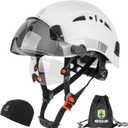 GREEN DEVIL Safety Hard Hat with Tinted & Clear Visor Vented Construction Helmet Cascos de Construccion ABS Work hardhats for Men (White with Clear built-in visor and Smoke outside Visor)