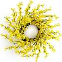 20 Inch Spring Wreath for Front Door, Yellow Forsythia Spring Wreath for Farmhouse Rustic Grapevine Blossom Cluster Festival Celebration Front Door Wall Window Party Decoration Home Dcor