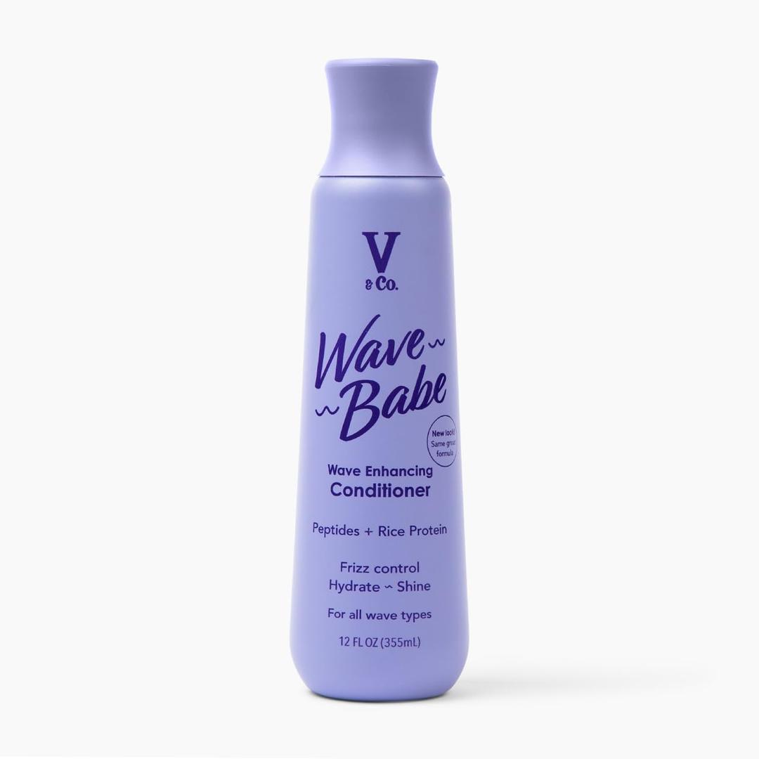V&Co. Beauty Wave Babe Wavy Hair Conditioner  Sulfate Free & Paraben Free Moisturizing Hair Care with Rice Protein & Peptides for Hydration, Frizz Control & Wave Definition  12 fl oz