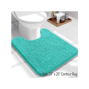 U Shape Bathroom Rug, Color Aqua, 20" x 24"