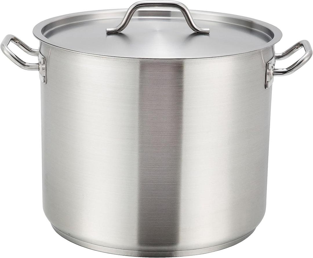 Winco Heavy-Duty Stainless Steel Stock Pot with Cover, 8 Quart