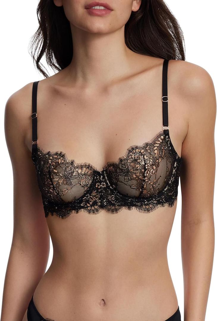 Skarlett Blue Women's Minx Balconette T-Shirt Bra 322100 (38D, Black/Rose Gold)