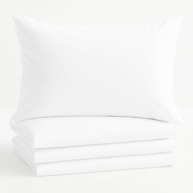 Comfort Beddings King Pillowcases Set of 4 – 100% Organic Cotton, 600 Thread Count Sateen, Soft & Comfy Pillow Covers with Envelope Closure, White, King Size 20 x 40 Inches