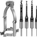 Square Hole Drill Bit Adapter and Square Hole Drill Bit Set for Wood Mortising Attachment Drill Press Hollow Chisel Mortise Drill Tool for Mortise Machine (5 Pcs,1/4, 5/16, 3/8, 1/2'')