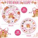 Domensi 60 Pcs Bows and Brunch Baby Shower Decorations, Pink Bows and Brunch Girls Party Supplies Set for 24 Guests, 9" Dinner Plates & 7" Dessert Plates for Birthday, Bridal Shower