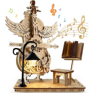 3D Puzzles for Adults,Wooden Puzzle Magic Cello,Wooden Music Box Kits-Musical Cello with Music Stand,DIY Mechanical Cello Music Box Model Kit for Christmas Birthday Gift