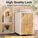 2 Drawers Fluted Mobile File Cabinet with Lock, Rolling File Cabinet Printer Stand Table, Under Desk Wooden Filing Cabinets for Home Office Essentials Storage Organization Furniture Letter/Legal/A4