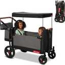Radio Flyer Atlas Stroll 'N Wagon, Atlas Gray, for Ages 1+, 3-in-1 Push or Pull Versatility, One-Hand Fold, UV Canopy, 5-Point Harnesses, Storage Capabilities, Rubber Wheels, Stroller Wagon for Kids