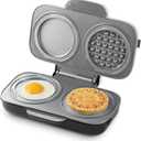 Dash MultiMaker Double Mini Maker System - Dual Ceramic Nonstick Cooking Surfaces - Built-In Cord Wrap - Makes 4-Inch Waffles - Cream, 6 Plates