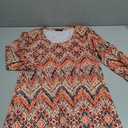 3/4 Sleeve Blouses for Women Dressy Casual Spring Tunic Tops Loose Fit Summer Trendy Shirts Flower Pattern Round Neck Lightweight Basic Tees Orange, S