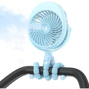 2026 Upgraded Misting Baby Stroller Fan Rechargeable, Flexible Tripod Clip for Car Seat Crib, Baby Shower Gifts & Baby Registry Search, Newborn Essentials for Beach Travel, Disney Summer Essentials
