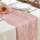 6 Pack Dusty Pink Mothers Day Cheesecloth Table Runner 10FT Long Boho Gauze Table Runner Rustic Sheer Runner for Spring Wedding Bridal Baby Shower Birthday Holiday Party Table Decor Easter Decor