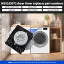 W10185972 Dryer Timer Compatible with Whirlpool, Roper, Amana, AED4475TQ1 RED4440VQ1 NED5100TQ1 IED4400VQ1 EED4300VQ1 CEDX631VQ1 RED4400VQ1 Dryer etc.Replacement WPW10185972VP 418-617-20-B5 etc.