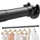 Supforce Closet Rods for Hanging Clothes, 17 to 84 Inches Stepless Adjustable Metal Closet Rod, 1.3 Inches Heavy Duty Clothes Hanging Rod for Closet Wardrobes Laundry RV, Black