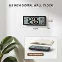 Soobest 8.5 Inch Digital Wall Clock Battery Operated with Backlight, Temperature, Date, Day & Auto DST, Black Slim Design for Elderly, Bedroom, Living Room, Office