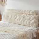 Headboard Pillow + A Long Neck Roll Pillow Body PillowFaux Fur Headboard Wedge Pillow with Removable Cover (Beige, King76x8x20 inches)