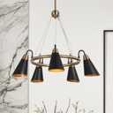 KSANA Black Chandelier, 5-Light Modern Farmhouse Chandelier for Dining Room Lighting Fixtures Hanging, Industrial Modern Chandelier for Bedroom, Foyer, Hallway, Kitchen, Living Room and Entryway