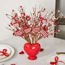 DN DECONATION 6Pcs Valentine's Picks, Valentine Floral Picks Heart Stems with with Red Pink White Berries, Valentines Day Artificial Flowers Arrangement for Valentines Wedding Centerpiece Home Decor