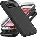 for Google Pixel 10 Case, Military Grade 3 in 1 Heavy Duty Shockproof/Drop Proof/Dust Proof Case with 2Pcs Tempered Glass Screen Protector & Camera Lens Protector (Black/Black)