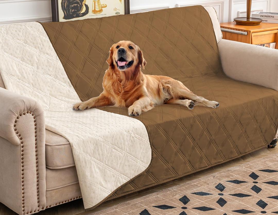 Ameritex Waterproof Dog Bed Cover Pet Blanket with Anti-Slip Back for Furniture Bed Couch Sofa (82x102 Inch (Pack of 1), Camel)