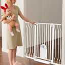 30"- 48" Extra Wide Baby Gate with Cat Door, [30.5" Tall] [No-Drill Pressure Mount] [Includes 2 Extensions] Pet & Toddler Safety Gate for Kitchens, Stairs, and Doorways