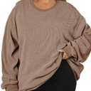 Eytino Women Plus Size Sweatshirts Long Sleeve Crew Neck Casual Oversized Soft Pullover Tops Shirts (2X, D Smoke Gray)