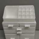 READAEER Makeup Organizer 3 Pieces Cosmetic Storage Case with 6 Drawers (White)