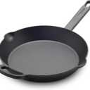 GreenPan x Bobby Flay 10 Cast Iron Pre-Seasoned Skillet with Helper Handle, Professional Grade Heavy Duty, Induction, Pour Spouts, Versatile Stovetop, Oven, BBQ Grill Fire, Indoor/Outdoor Use, Black