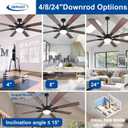 Depuley 72-Inch Ceiling Fan with Light: Modern 8-Blade Walnut and Black Indoor Outdoor Fans with Remote App Control Dimmable Light - Ultra Quiet DC Motor Reversible 6 Speed Timer