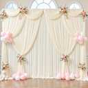 50ft x 12ft Champagne Backdrop Curtains Wrinkle Free Backdrop Curtain for Wedding Parties Fabric Backdrops Drapes Back Drop Cloth Bridal Shower Stage Curtains Wedding Decorations for Reception