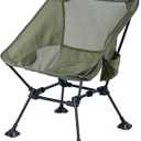 iClimb Ultralight Compact Camping Folding Beach Chair with Anti-Sinking Large Feet (Green (Square Frame))