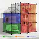 3-Tier DIY Indoor Cat Cage with Skylight, Accommodates Multiple Pets; Foldable Large Cat Cage Enclosure (with Litter Box Area); 43.7-Inch Metal Wire Cat Bed Habitat