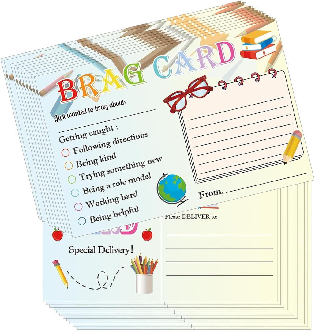 50 Pack Teacher Mail Cards Postcards For Notes Home To Parents | 4 x 6 Inch Classroom Incentives Motivational Good Behavior Cards for Preschool Kindergarten Elementary School Supplies