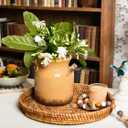 Quoowiit Ceramic Rustic Farmhouse Vase, Distressed Decorative Flower Vase for Home Decor, Ideal Shelf Decor, Yellow Boho Vases for Living Room Bedroom Kitchen Office Centerpiece Table Decorations