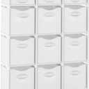 Cube Storage Organizer with Storage Bins Included - The Perfect Closet Organizers and Storage Solution. Includes 12 Storage Cubes, Great For Toy Storage, Closet Storage, Clothes Storage (White-Grey)